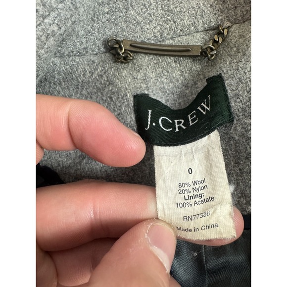 J Crew Coat Womens 0 Gray Wool Blend Double Breasted Belted Peacoat Classic - Picture 2 of 8